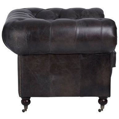 Victor Dark Grey Brown Leather Chesterfield Chair - PN Home