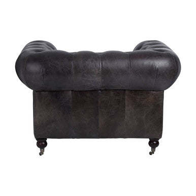 Victor Dark Grey Brown Leather Chesterfield Chair - PN Home