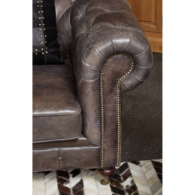Victor Dark Grey Brown Leather Chesterfield Chair - PN Home