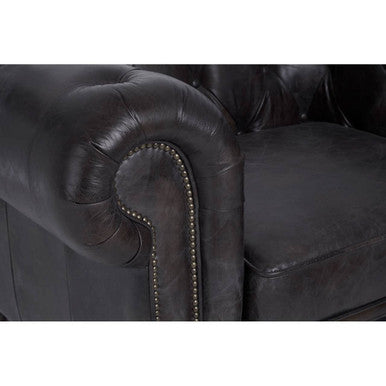 Victor Dark Grey Brown Leather Chesterfield Chair - PN Home