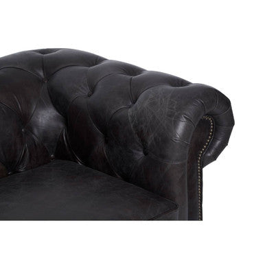 Victor Dark Grey Brown Leather Chesterfield Chair - PN Home