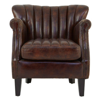 Victor Winged Brown Leather Armchair - PN Home