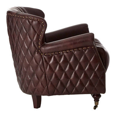 Victor Brown Leather Winged Back Armchair - PN Home