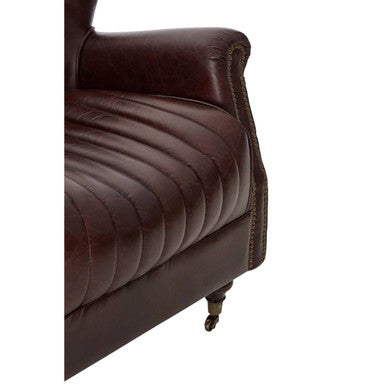 Victor Brown Leather Winged Back Armchair - PN Home