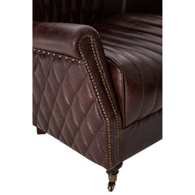 Victor Coffee Leather Winged Armchair