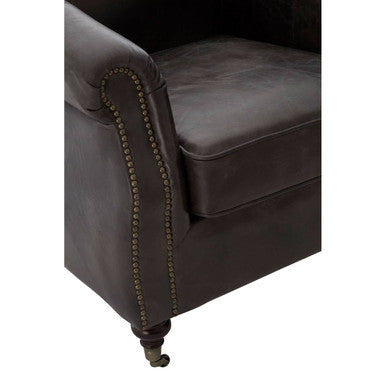 Victor Dark Grey Brown Leather Curved Armchair - PN Home