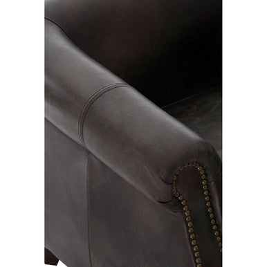 Victor Dark Grey Brown Leather Curved Armchair - PN Home
