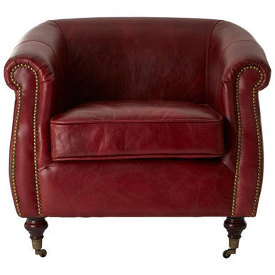 Victor Deep Red Leather Armchair - PN Home