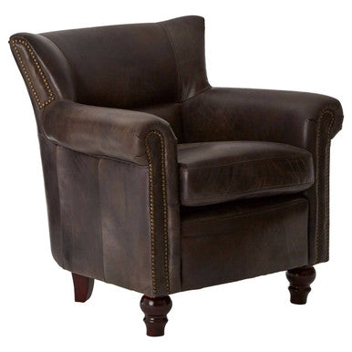 Victor Dark Grey Brown Leather Armchair - PN Home