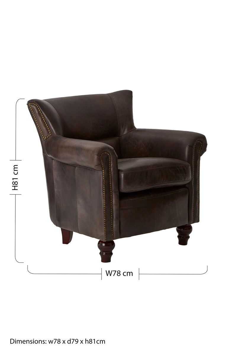 Victor Dark Grey Brown Leather Armchair - PN Home
