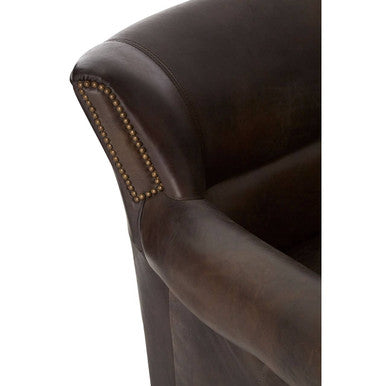 Victor Dark Grey Brown Leather Armchair - PN Home
