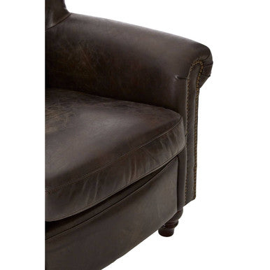 Victor Dark Grey Brown Leather Armchair - PN Home