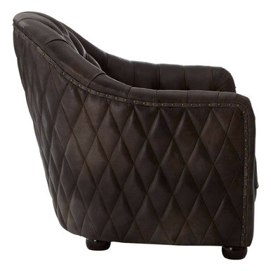 Victor Dark Grey Brown Leather Tub Chair - PN Home