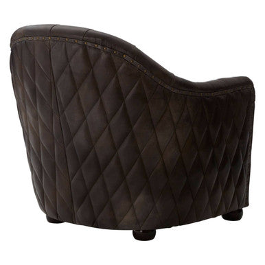 Victor Dark Grey Brown Leather Tub Chair - PN Home
