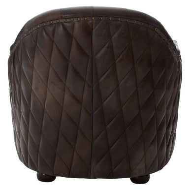 Victor Dark Grey Brown Leather Tub Chair - PN Home