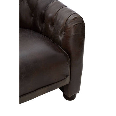 Victor Dark Grey Brown Leather Tub Chair - PN Home