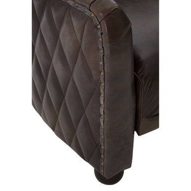 Victor Dark Grey Brown Leather Tub Chair - PN Home