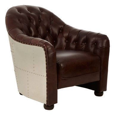 Victor Brown Leather Tub Chair - PN Home