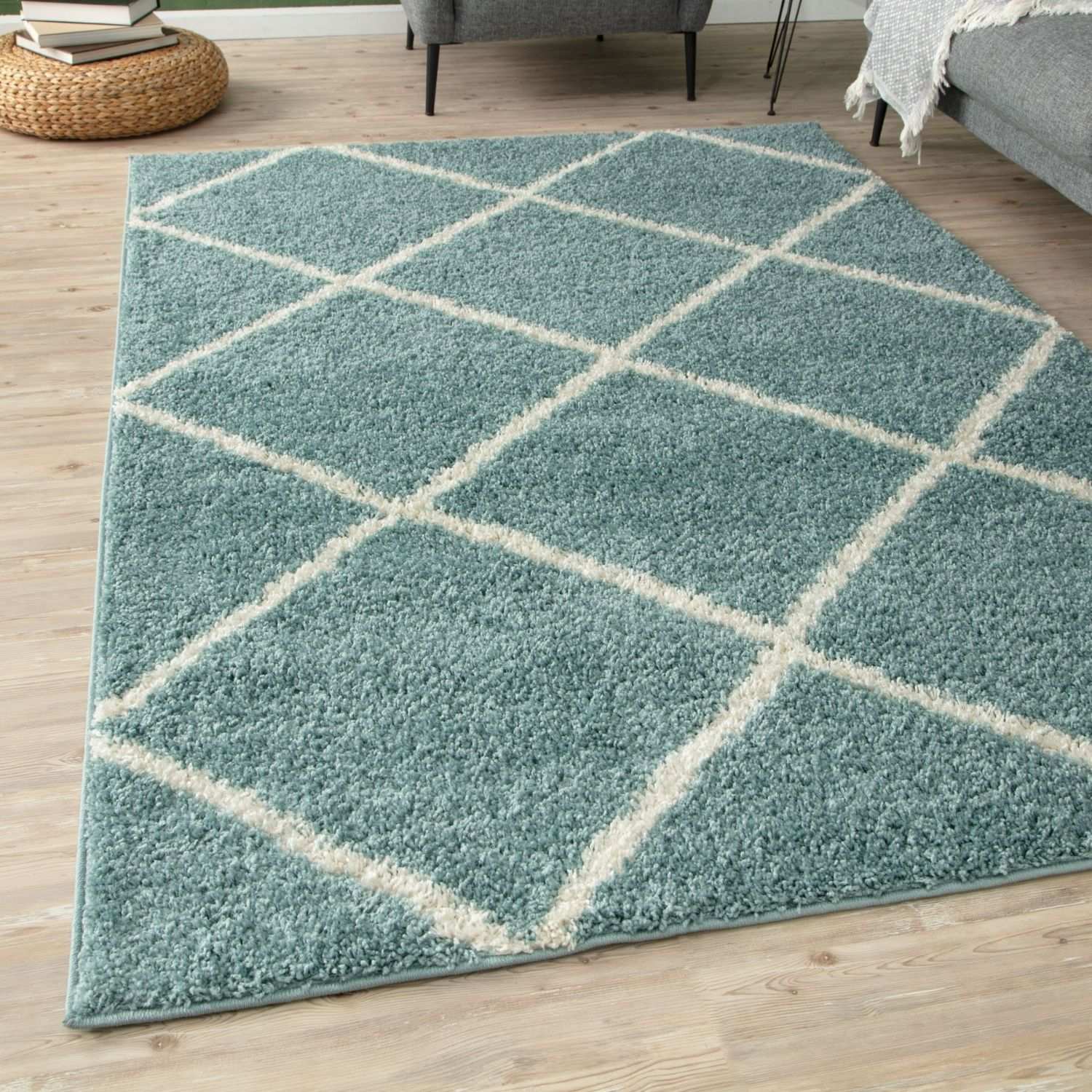 Moroccan Duck Egg Blue Shaggy Rug | 550 - PN Home
