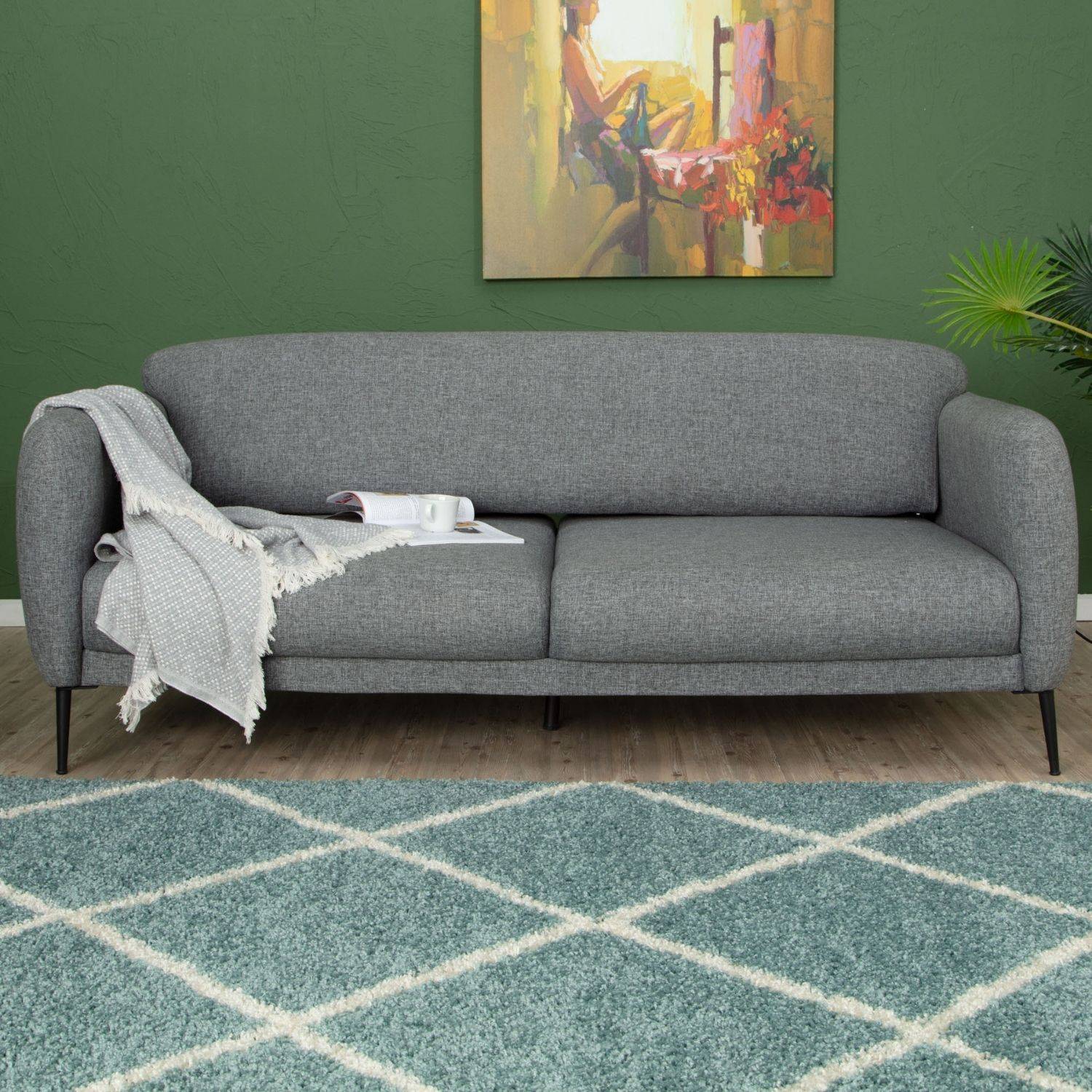 Moroccan Duck Egg Blue Shaggy Rug | 550 - PN Home