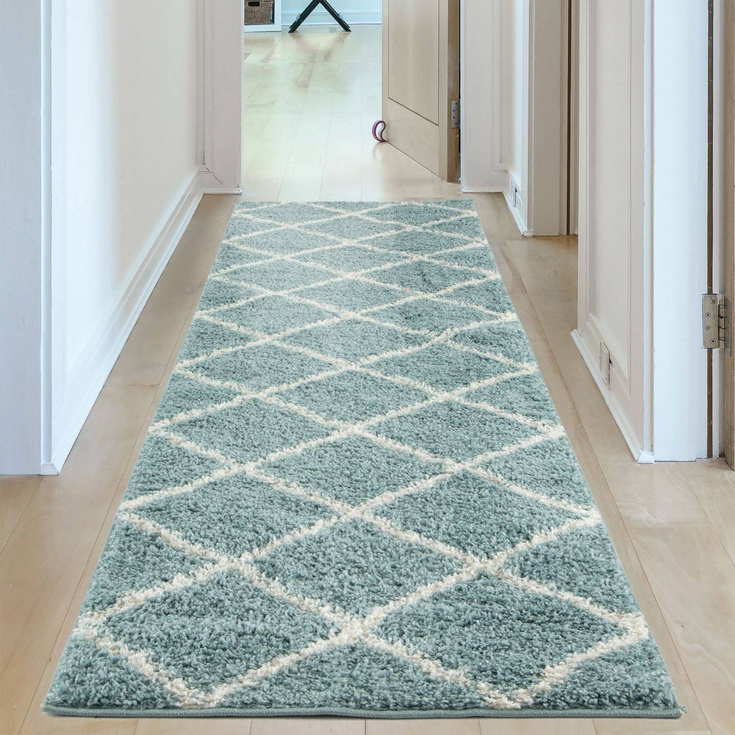 Moroccan Duck Egg Blue Shaggy Rug | 550 - PN Home
