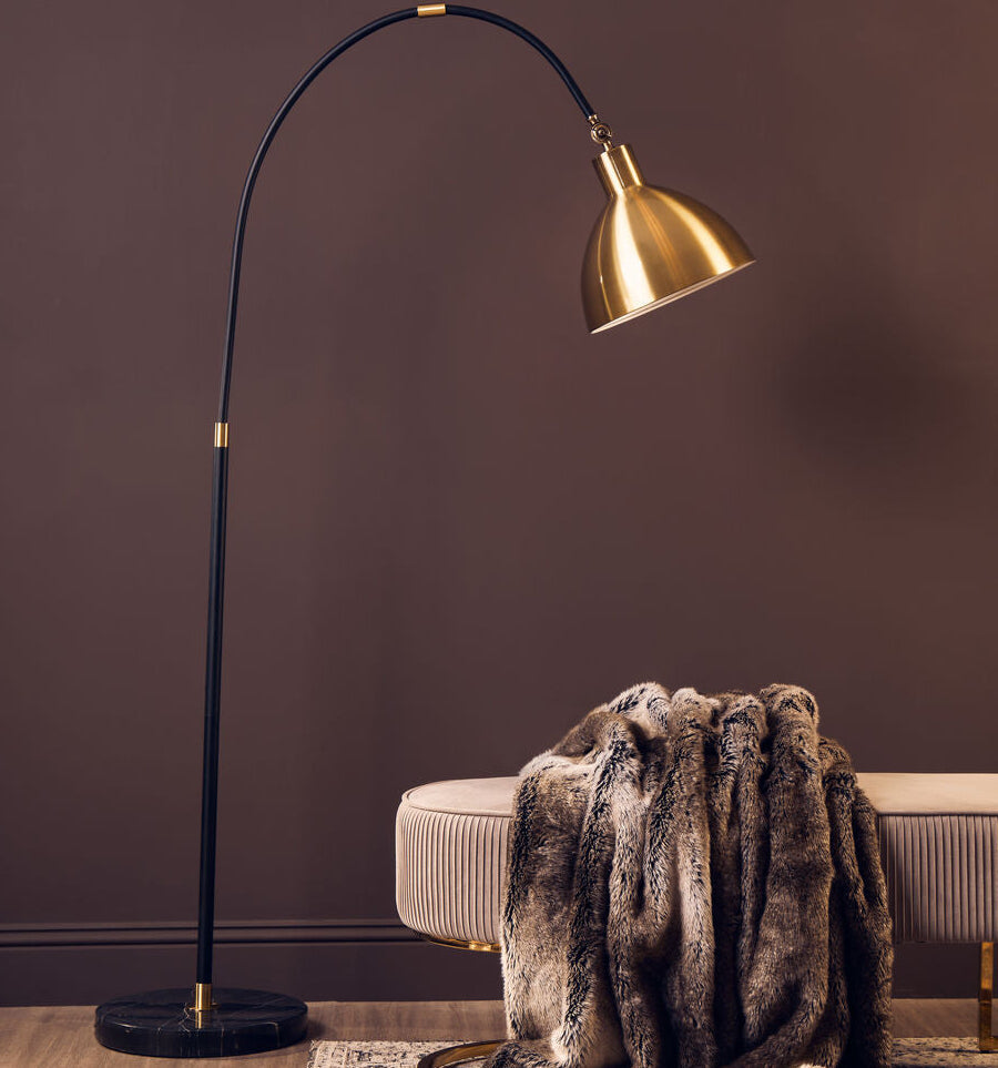 Newton Gold Finish Metal Shade Floor Lamp - PN Home