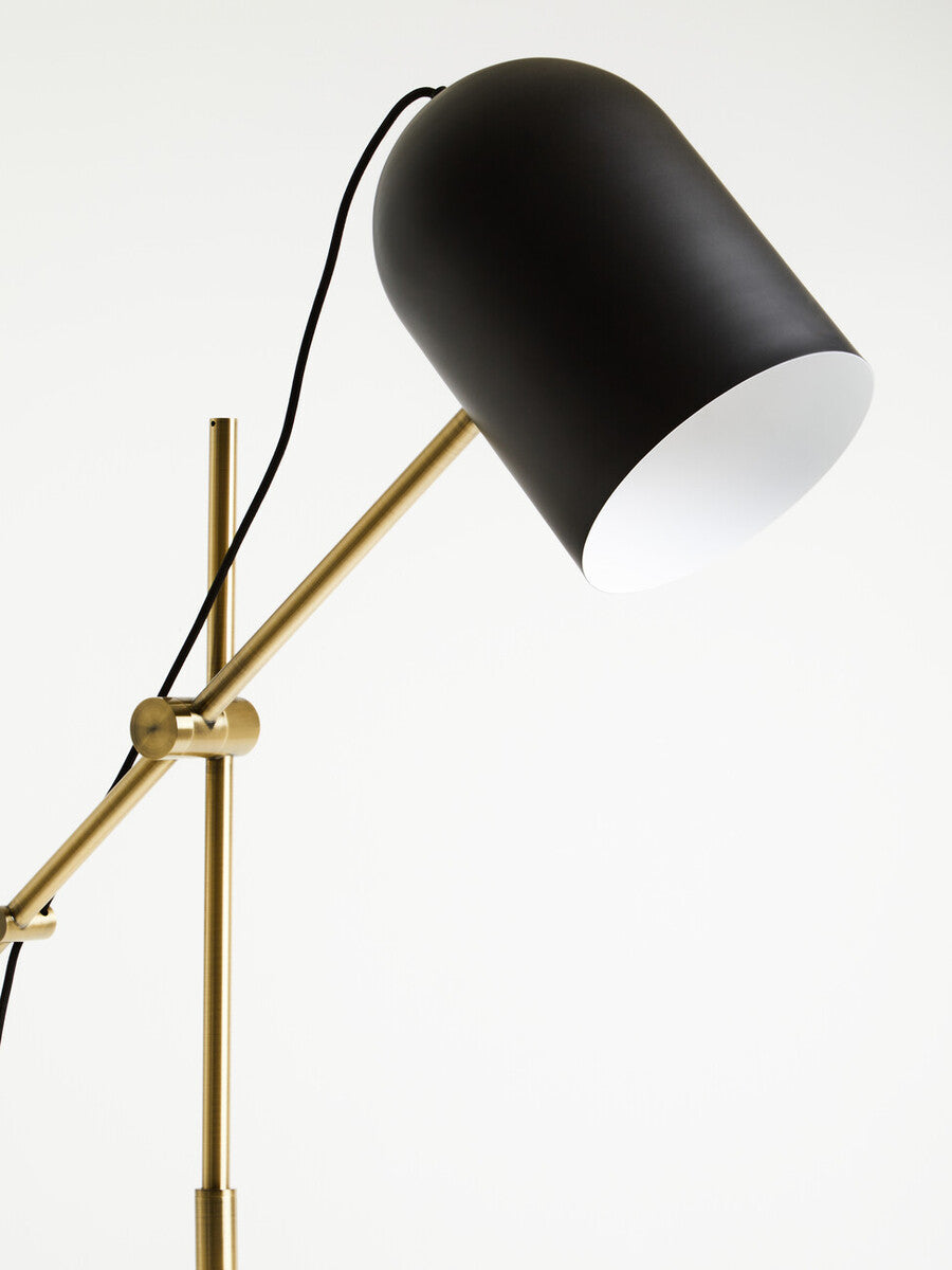 Equipoise Black and Brass Finish Floor Lamp with Marble Base - PN Home