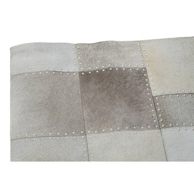 Bosie Safira Small Grey Hair on Leather Patchwork Rug - PN Home