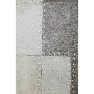 Bosie Safira Small Grey Hair on Leather Patchwork Rug - PN Home