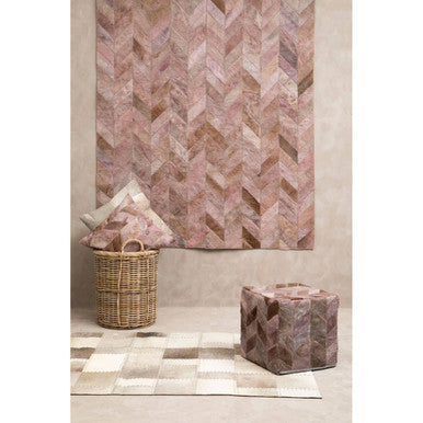 Bosie Safira Large Grey Hair on Leather Patchwork Rug - PN Home