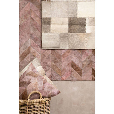 Bosie Safira Large Grey Hair on Leather Patchwork Rug - PN Home