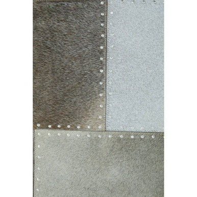 Bosie Safira Large Grey Hair on Leather Patchwork Rug - PN Home