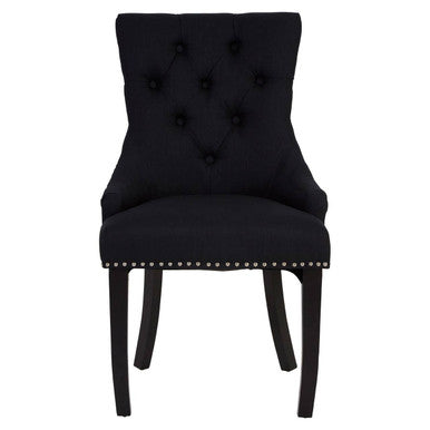 Kensington Townhouse Black Linen Studded Dining Chair - PN Home