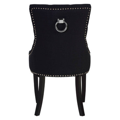 Kensington Townhouse Black Linen Studded Dining Chair - PN Home