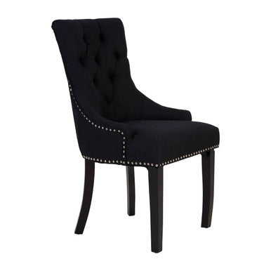 Kensington Townhouse Black Linen Studded Dining Chair - PN Home