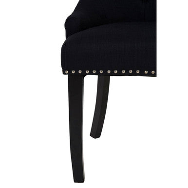 Kensington Townhouse Black Linen Studded Dining Chair - PN Home
