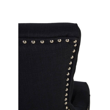 Kensington Townhouse Black Linen Studded Dining Chair - PN Home