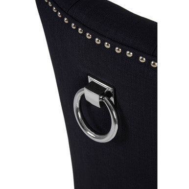Kensington Townhouse Black Linen Studded Dining Chair - PN Home