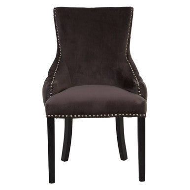 Kensington Townhouse Grey Velvet Button Tufted Dining Chair - PN Home