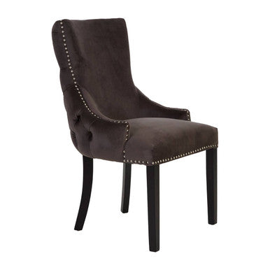 Kensington Townhouse Grey Velvet Button Tufted Dining Chair - PN Home