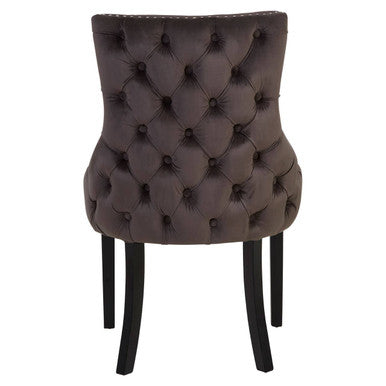 Kensington Townhouse Grey Velvet Button Tufted Dining Chair - PN Home