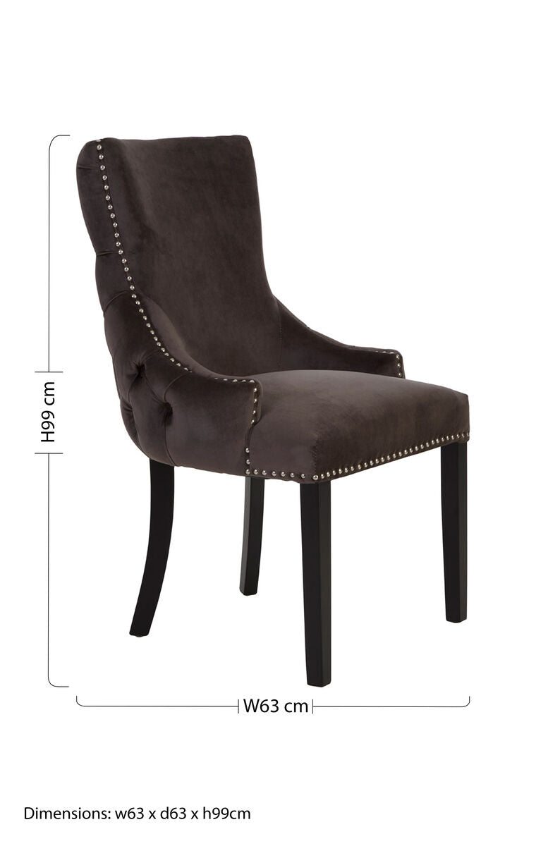 Kensington Townhouse Grey Velvet Button Tufted Dining Chair - PN Home