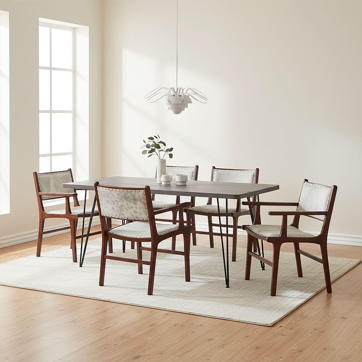 Kendari Leather and Teak Wood Dining Chair - PN Home