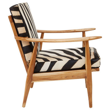 Kendari Zebra Design Hair on Leather Armchair - PN Home