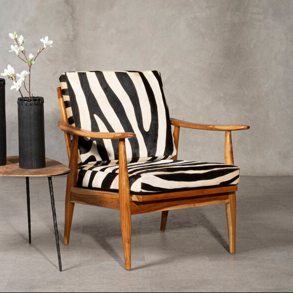 Kendari Zebra Design Hair on Leather Armchair - PN Home