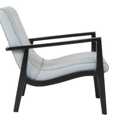 Kendari Grey Leather Chair with Black Teak Frame - PN Home