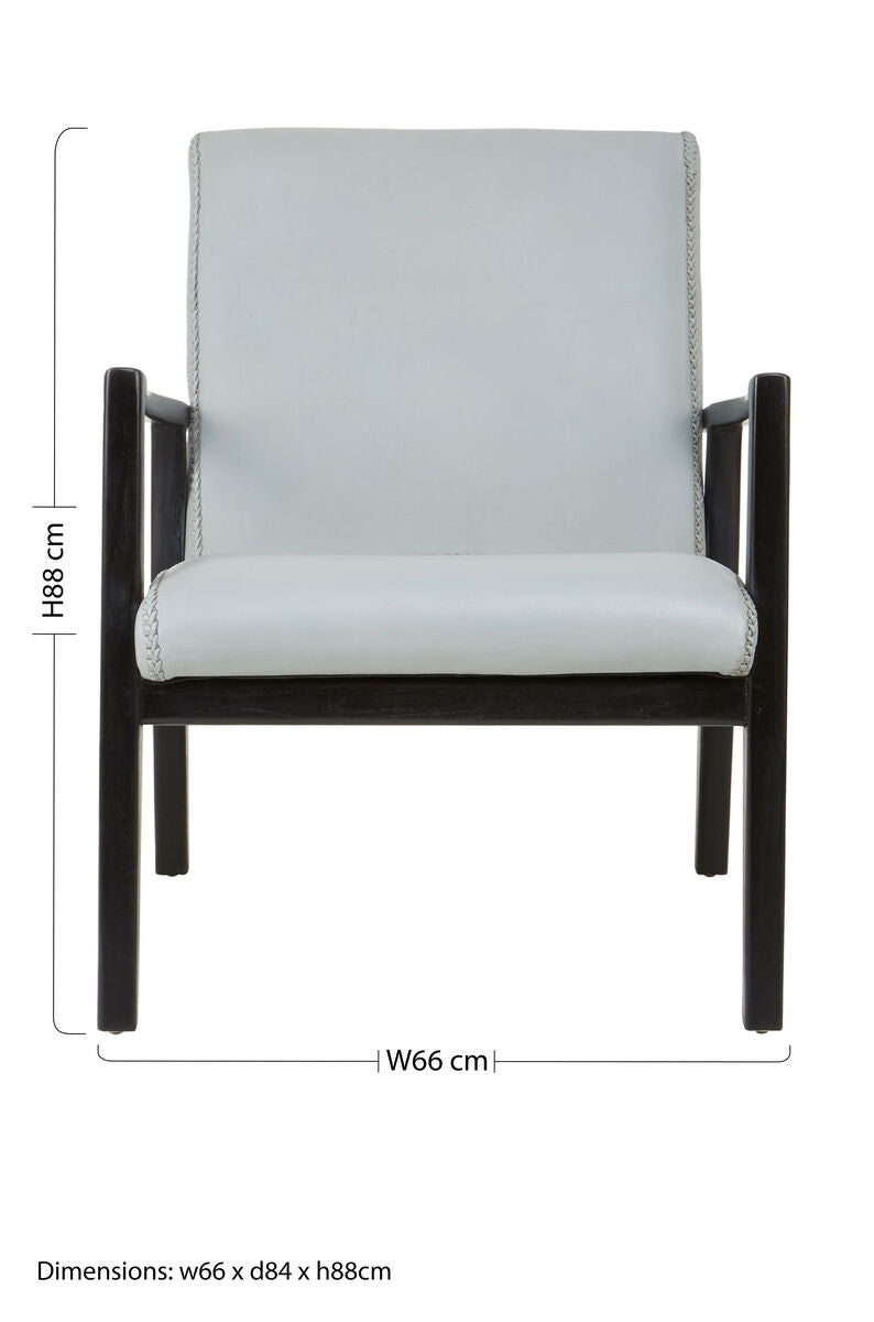 Kendari Grey Leather Chair with Black Teak Frame - PN Home