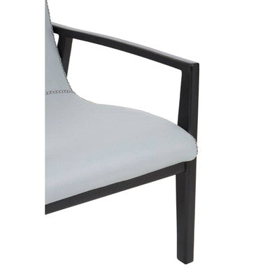 Kendari Grey Leather Chair with Black Teak Frame - PN Home