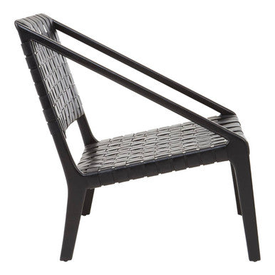 Kendari Black Cow Leather Woven Chair - PN Home