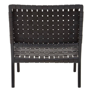 Kendari Black Cow Leather Woven Chair